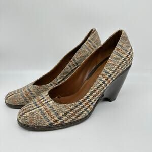 Cole Haan Nike Air Brown Neutral Plaid Pump Wedge Heels Womens Size 9.5